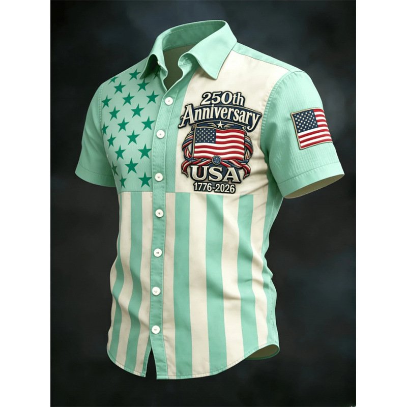 3D Digital Print Casual Men's Loose-fit Short-sleeve