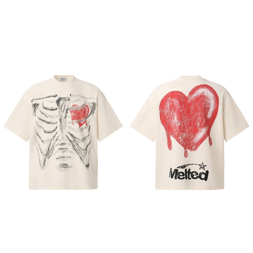 Humanoid Skeleton Melting Into A Heart Men's Short-sleeve Shirt