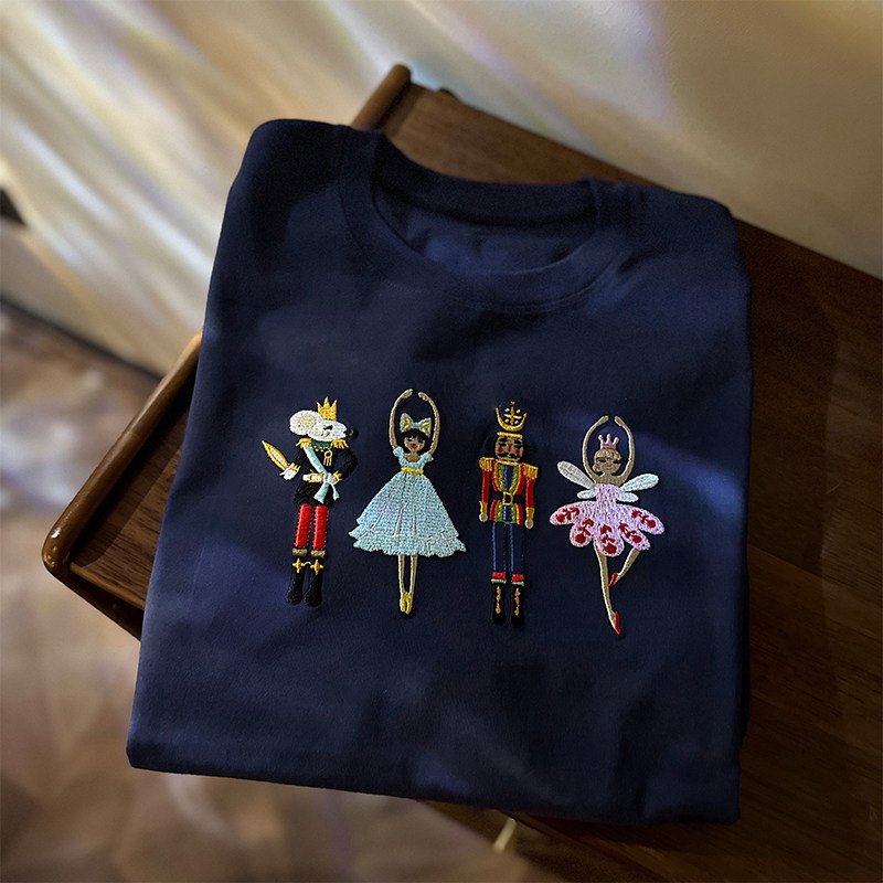 Embroidered Vintage Versatile Short-sleeve Cotton Top