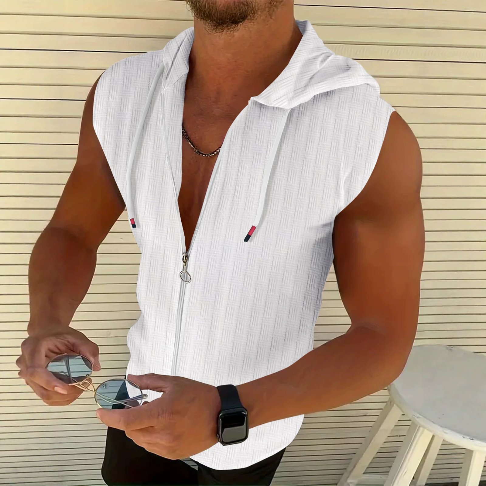 Men's Sleeveless Zip-up Hoodie