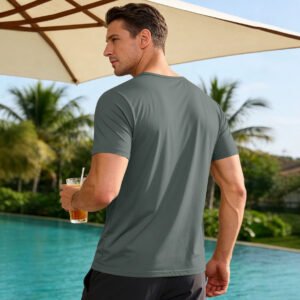 Solid-color V-neck Casual Sports Short-sleeve T-shirt