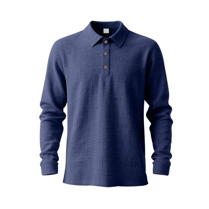 New Cross-Border Amazon Spring And Autumn Linen Polo Long-Sleeve Multi-Color Classic Quick-Dry Breathable Versatile Men's Style