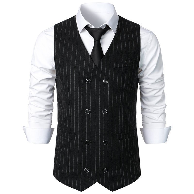 Men's Casual Double-Breasted Striped Vest