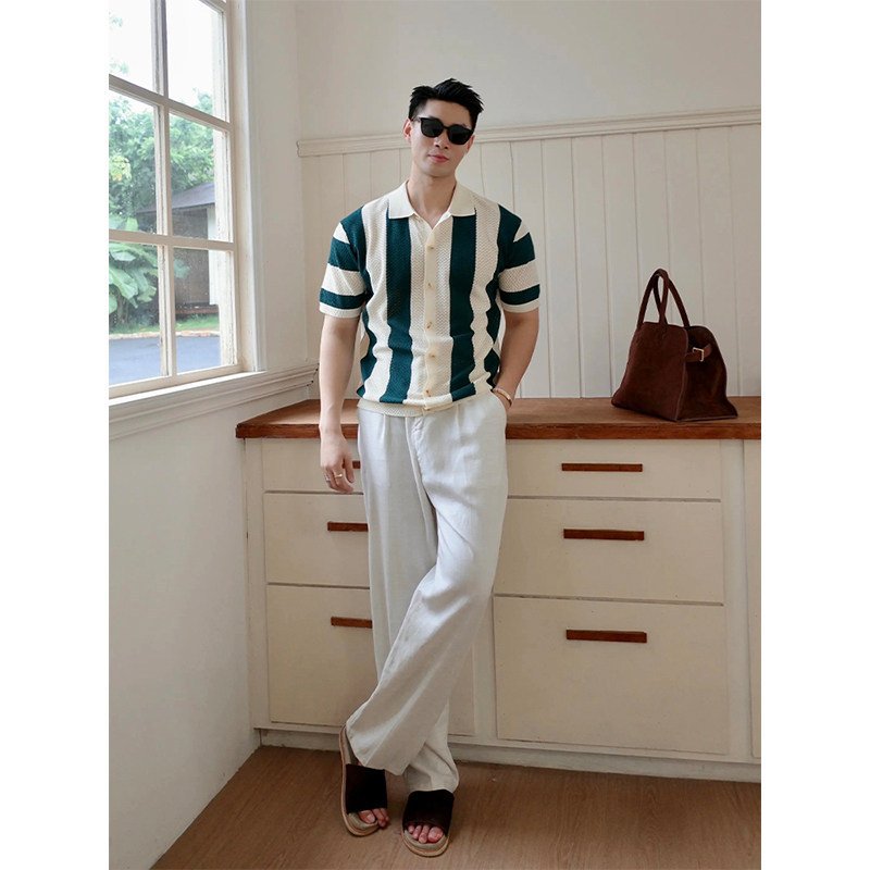 British-style Dashing And Sophisticated Knitted Short-sleeved Top