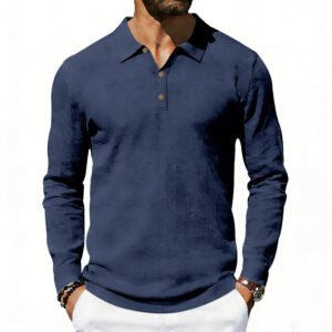 New Cross-Border Amazon Spring And Autumn Linen Polo Long-Sleeve Multi-Color Classic Quick-Dry Breathable Versatile Men's Style