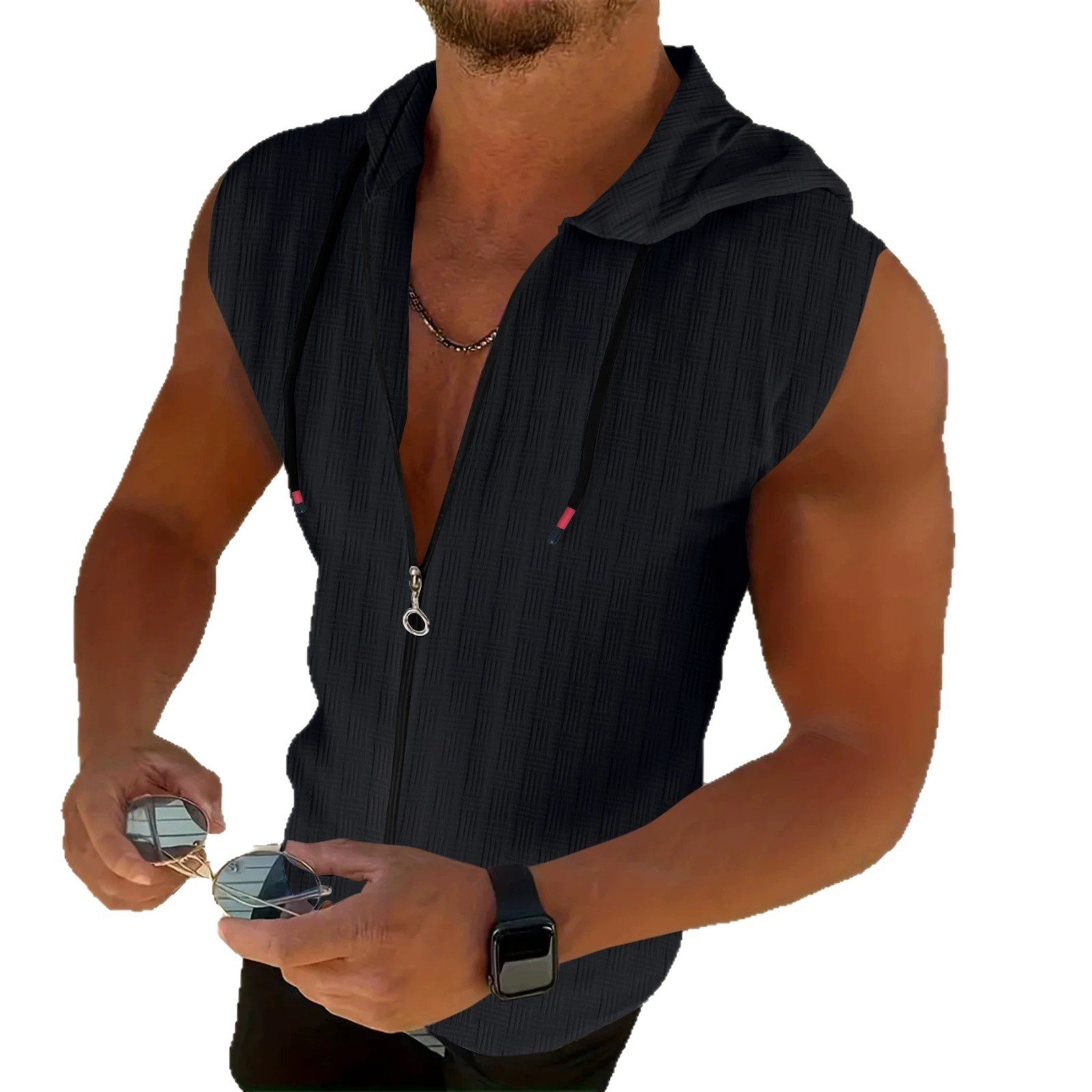 Men's Sleeveless Zip-up Hoodie
