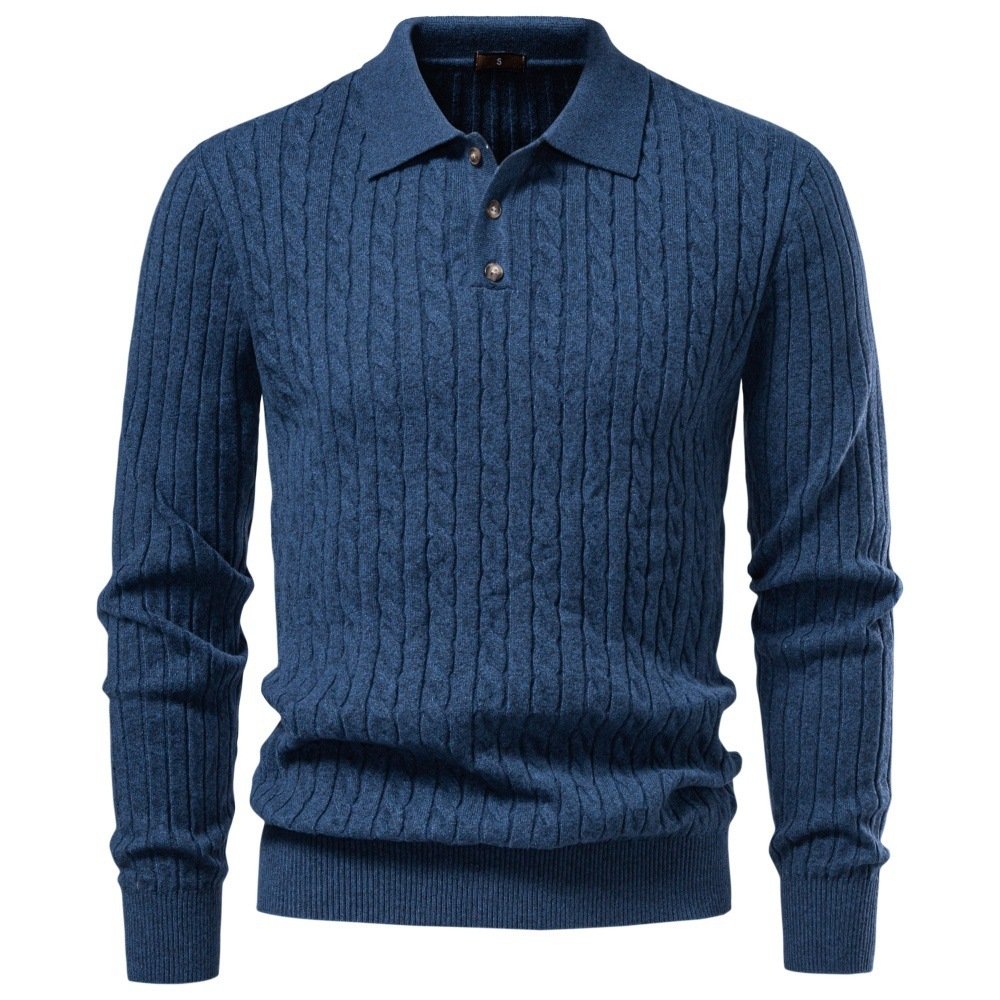 2026 Autumn Winter Cross-Border European And American Woolen Long-Sleeve POLO Soft And Warm Sweater Business Casual Men's Turn-Down Collar Sweater