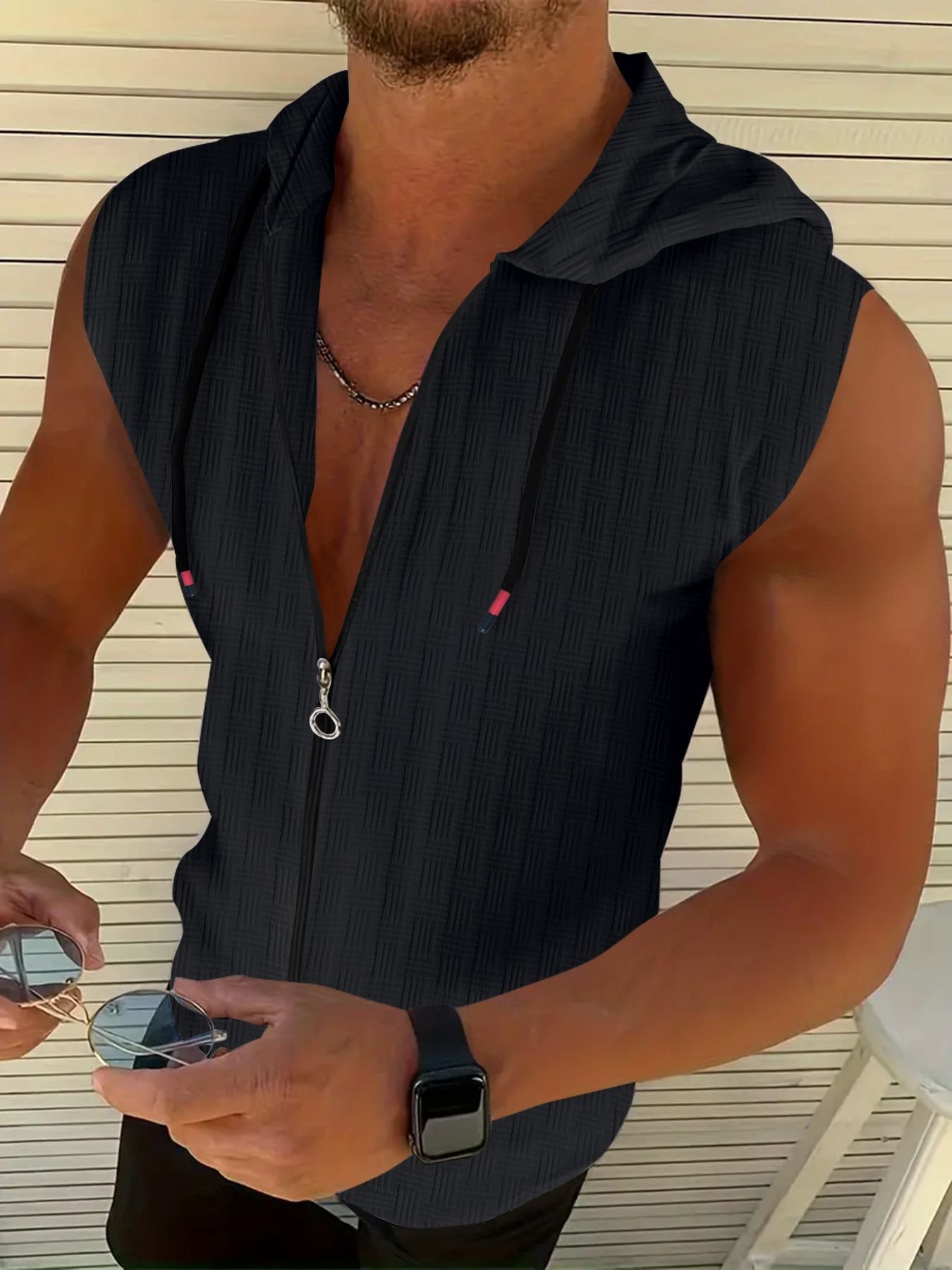 Men's Sleeveless Zip-up Hoodie