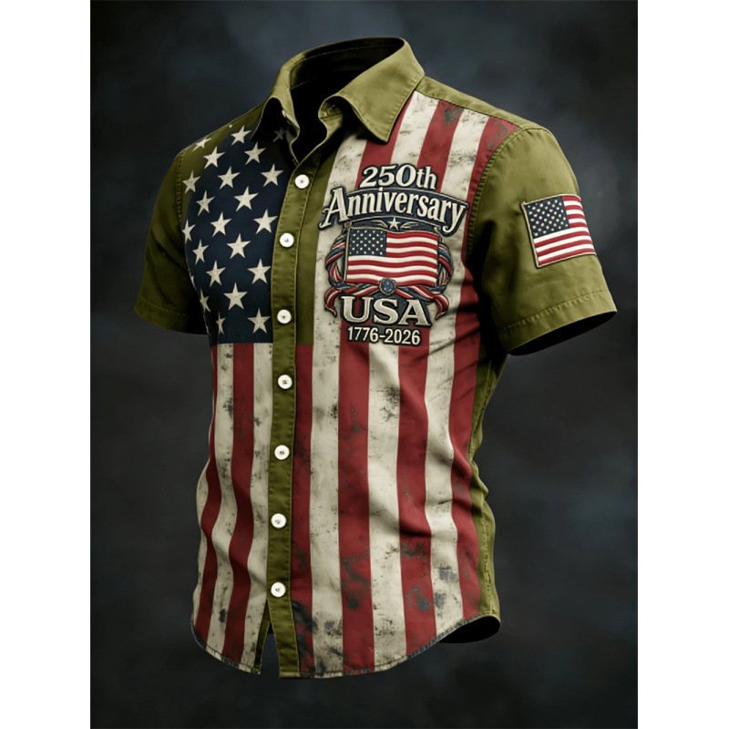 3D Digital Print Casual Men's Loose-fit Short-sleeve