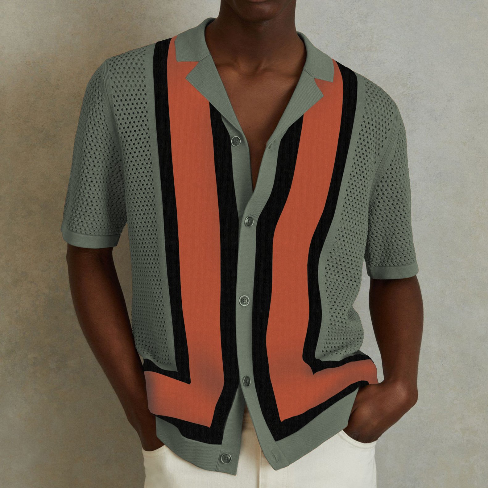Men's Summer Striped Shirt - Short Sleeved