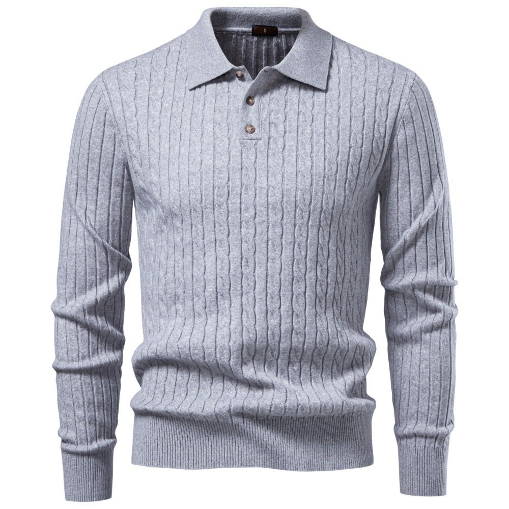 2026 Autumn Winter Cross-Border European And American Woolen Long-Sleeve POLO Soft And Warm Sweater Business Casual Men's Turn-Down Collar Sweater