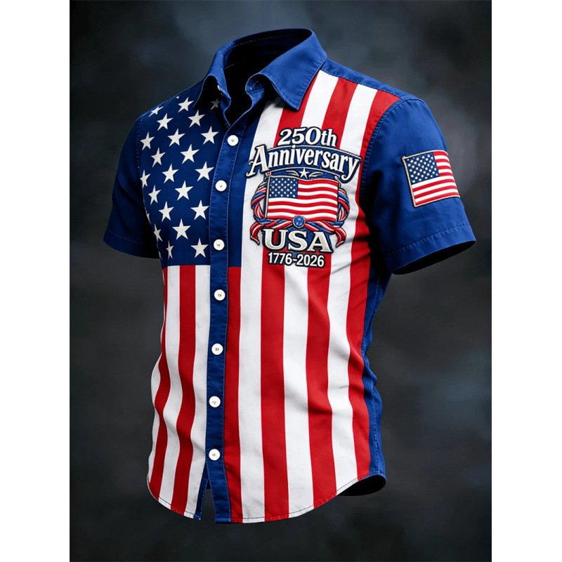 3D Digital Print Casual Men's Loose-fit Short-sleeve