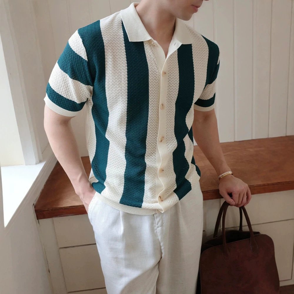 British-style Dashing And Sophisticated Knitted Short-sleeved Top