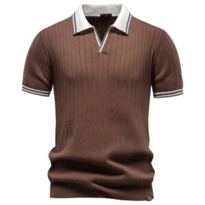 2026 Summer New Cross-Border Foreign Trade Men's Business Casual Color-Block Polo Shirt Short-Sleeve Men's Knit Top