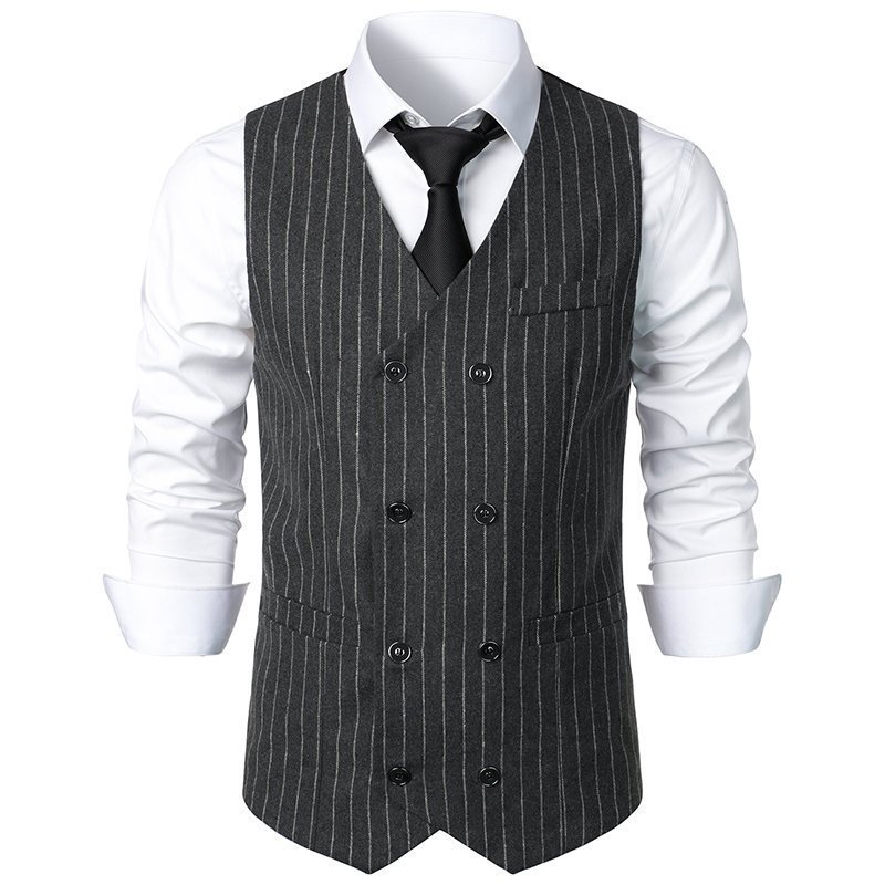 Men's Casual Double-Breasted Striped Vest