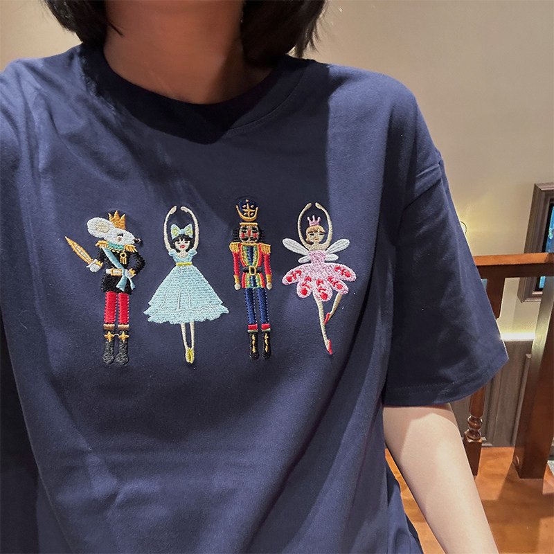 Embroidered Vintage Versatile Short-sleeve Cotton Top