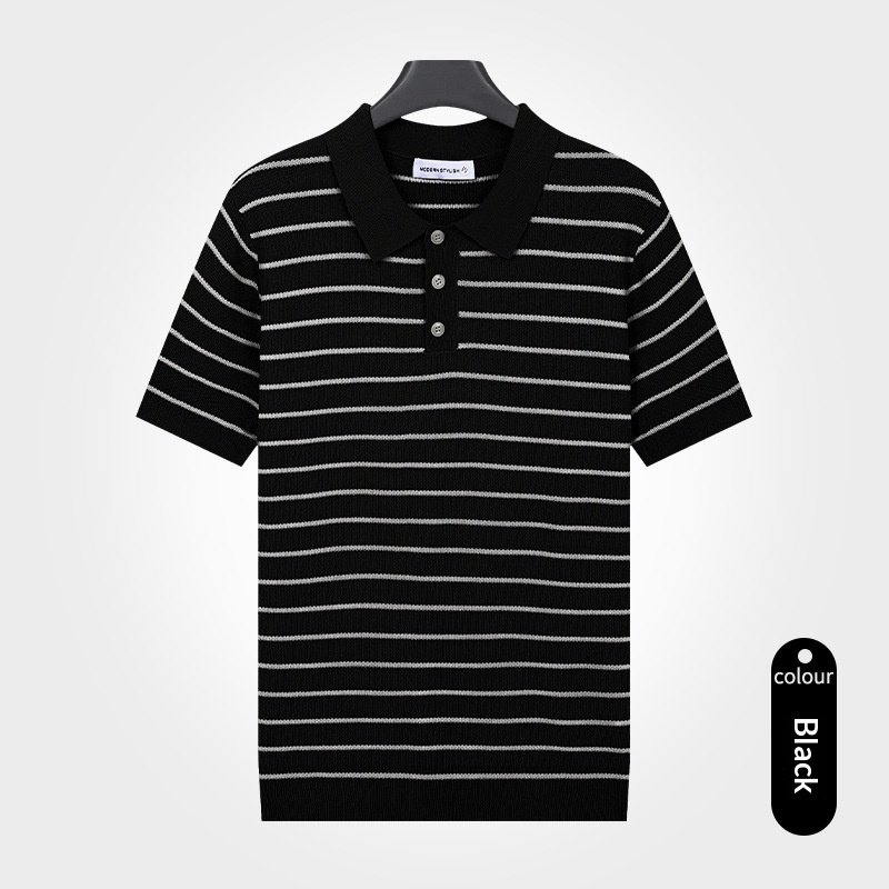 Turn-down Collar T-shirt Mens Viscose Top
