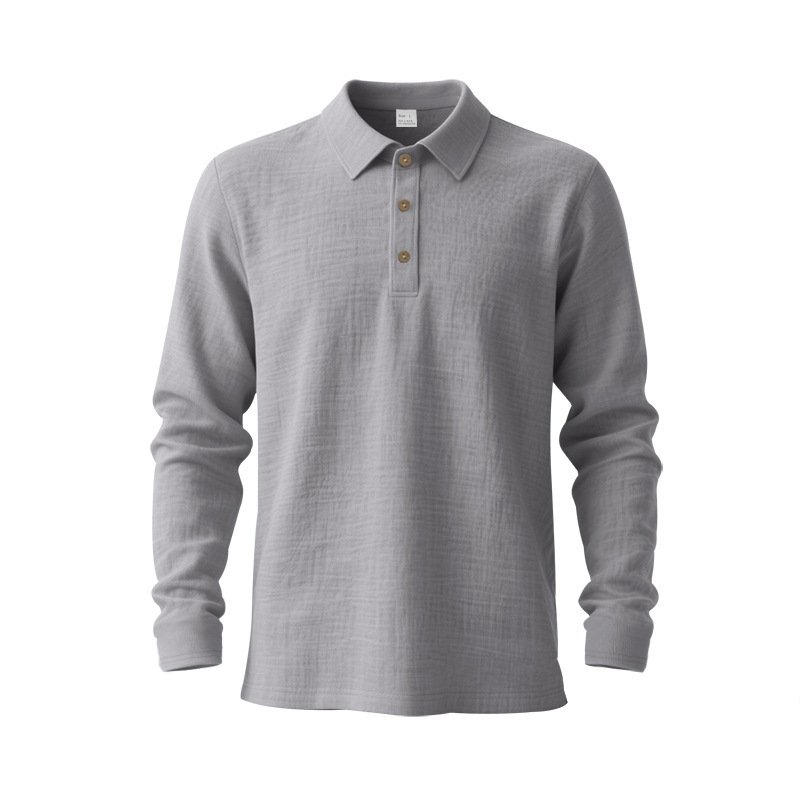 New Cross-Border Amazon Spring And Autumn Linen Polo Long-Sleeve Multi-Color Classic Quick-Dry Breathable Versatile Men's Style