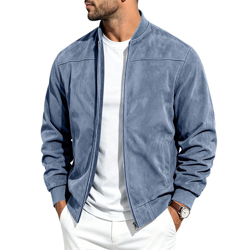 Suede Long-sleeve Zip-up Jacket
