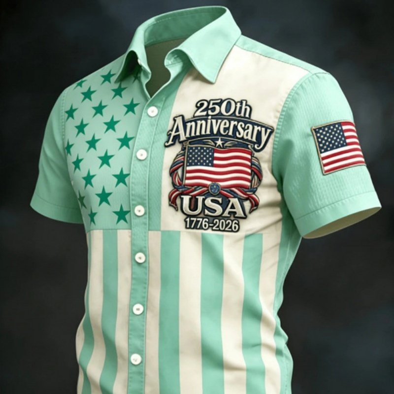 3D Digital Print Casual Men's Loose-fit Short-sleeve