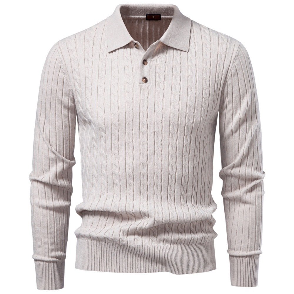 2026 Autumn Winter Cross-Border European And American Woolen Long-Sleeve POLO Soft And Warm Sweater Business Casual Men's Turn-Down Collar Sweater