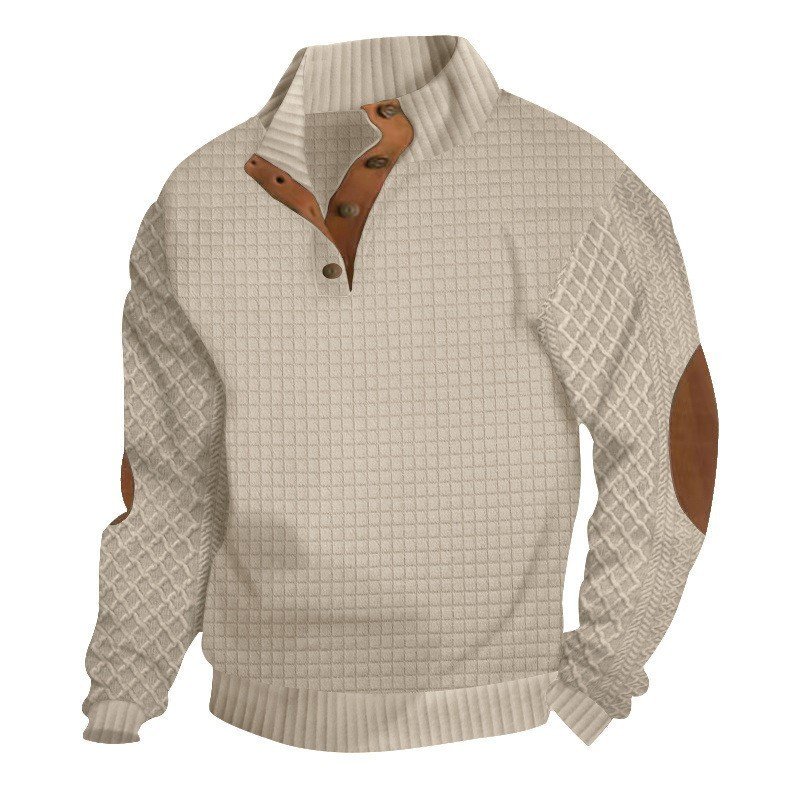 Men's Jacquard Knitted Casual Hoodie With A Stand-up Collar