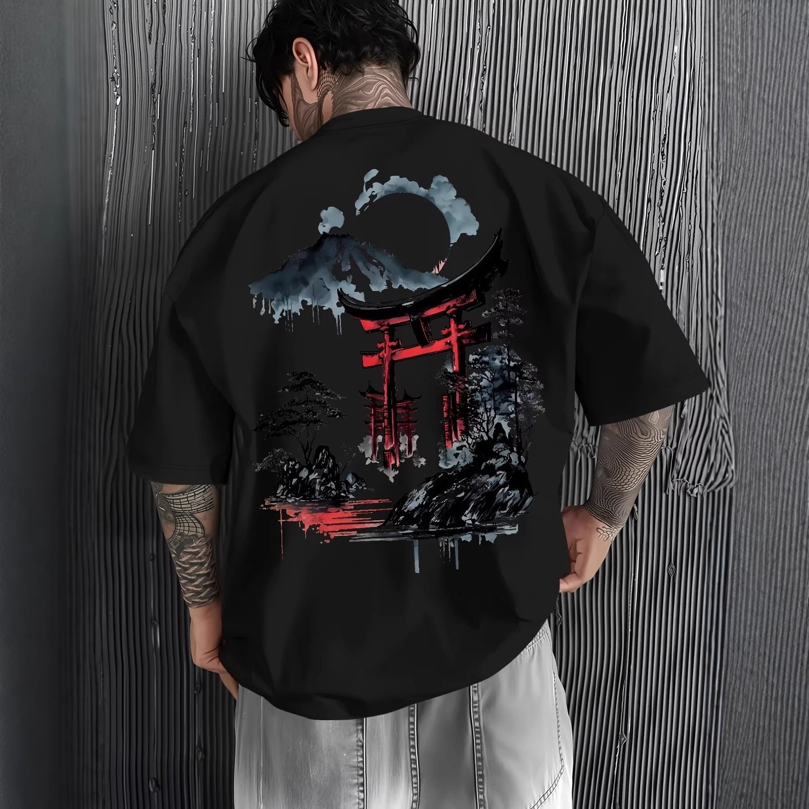 Loose Cotton Ink Print T Shirt