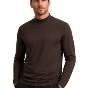 2026 Autumn Winter Mid-Neck Cashmere Feel Warm Thermal Base Layer T-Shirt For Men, Long Sleeve, For Cross-Border Foreign Trade
