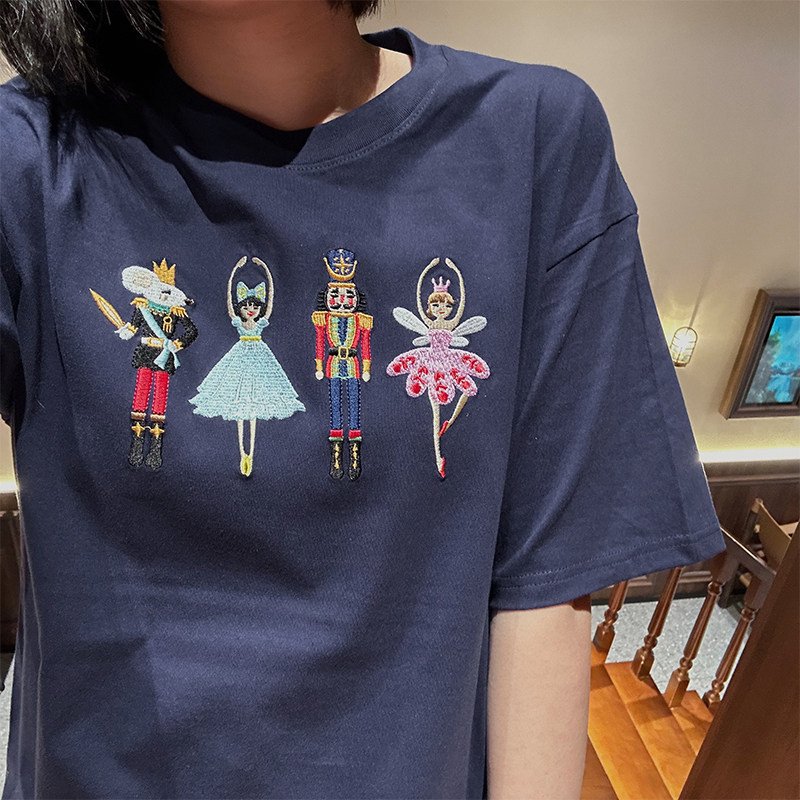 Embroidered Vintage Versatile Short-sleeve Cotton Top