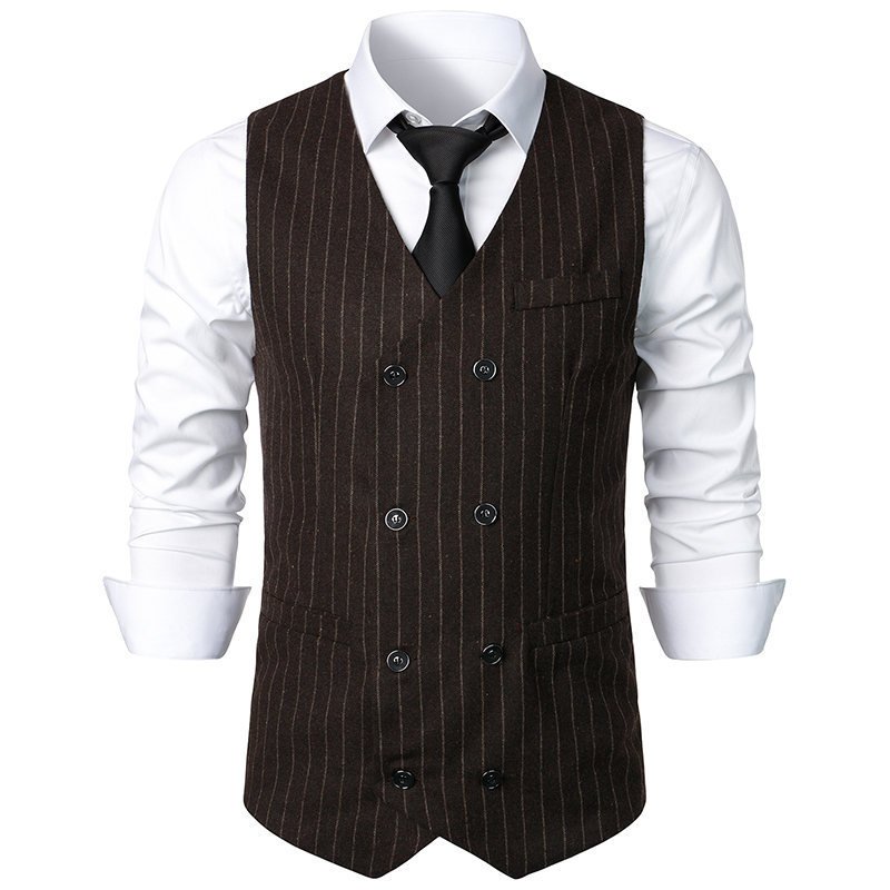 Men's Casual Double-Breasted Striped Vest