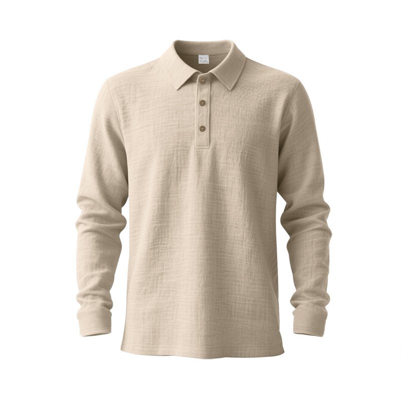 New Cross-Border Amazon Spring And Autumn Linen Polo Long-Sleeve Multi-Color Classic Quick-Dry Breathable Versatile Men's Style