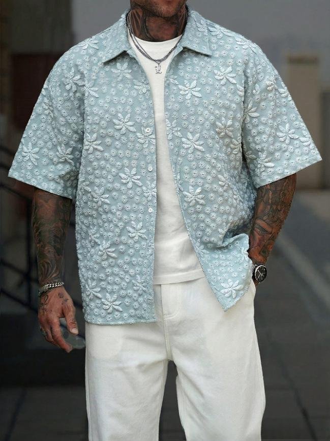 Men's Hawaiian Floral Print Short-Sleeve Shirt