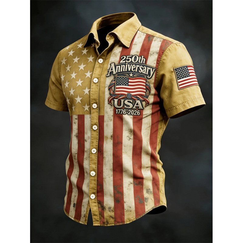 3D Digital Print Casual Men's Loose-fit Short-sleeve