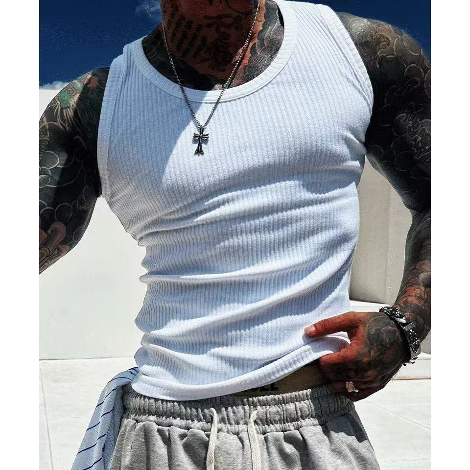 Mens Casual Ribbed Sleeveless Top