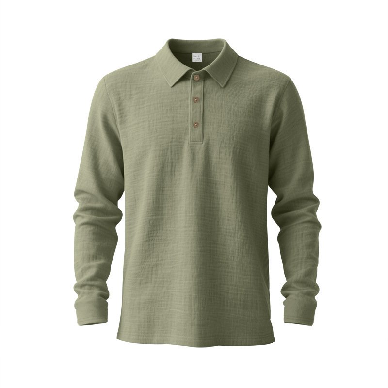 New Cross-Border Amazon Spring And Autumn Linen Polo Long-Sleeve Multi-Color Classic Quick-Dry Breathable Versatile Men's Style