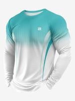 Independent Brand Cross-Border European And American Geometric Pattern Long-Sleeve Men's T-Shirt, Round Neck Pullover, Simple And Stylish With 3D Digital Print