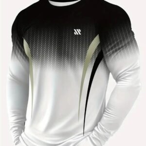 Independent Brand Cross-Border European And American Geometric Pattern Long-Sleeve Men's T-Shirt, Round Neck Pullover, Simple And Stylish With 3D Digital Print
