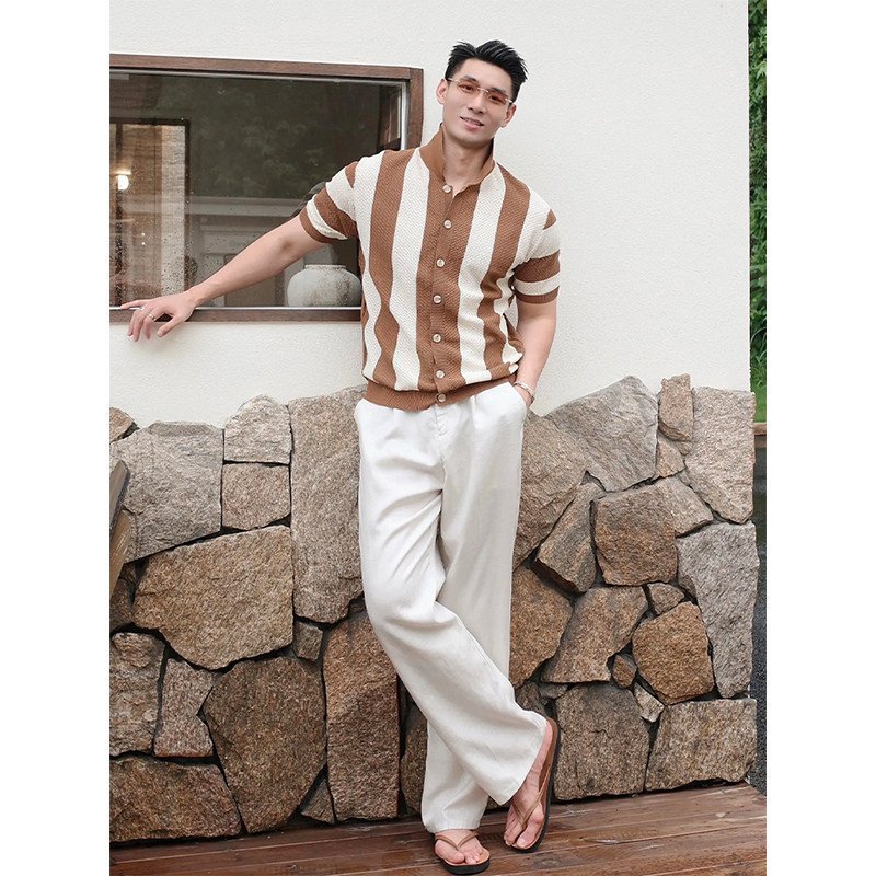 British-style Dashing And Sophisticated Knitted Short-sleeved Top