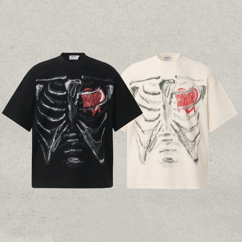 Humanoid Skeleton Melting Into A Heart Men's Short-sleeve Shirt