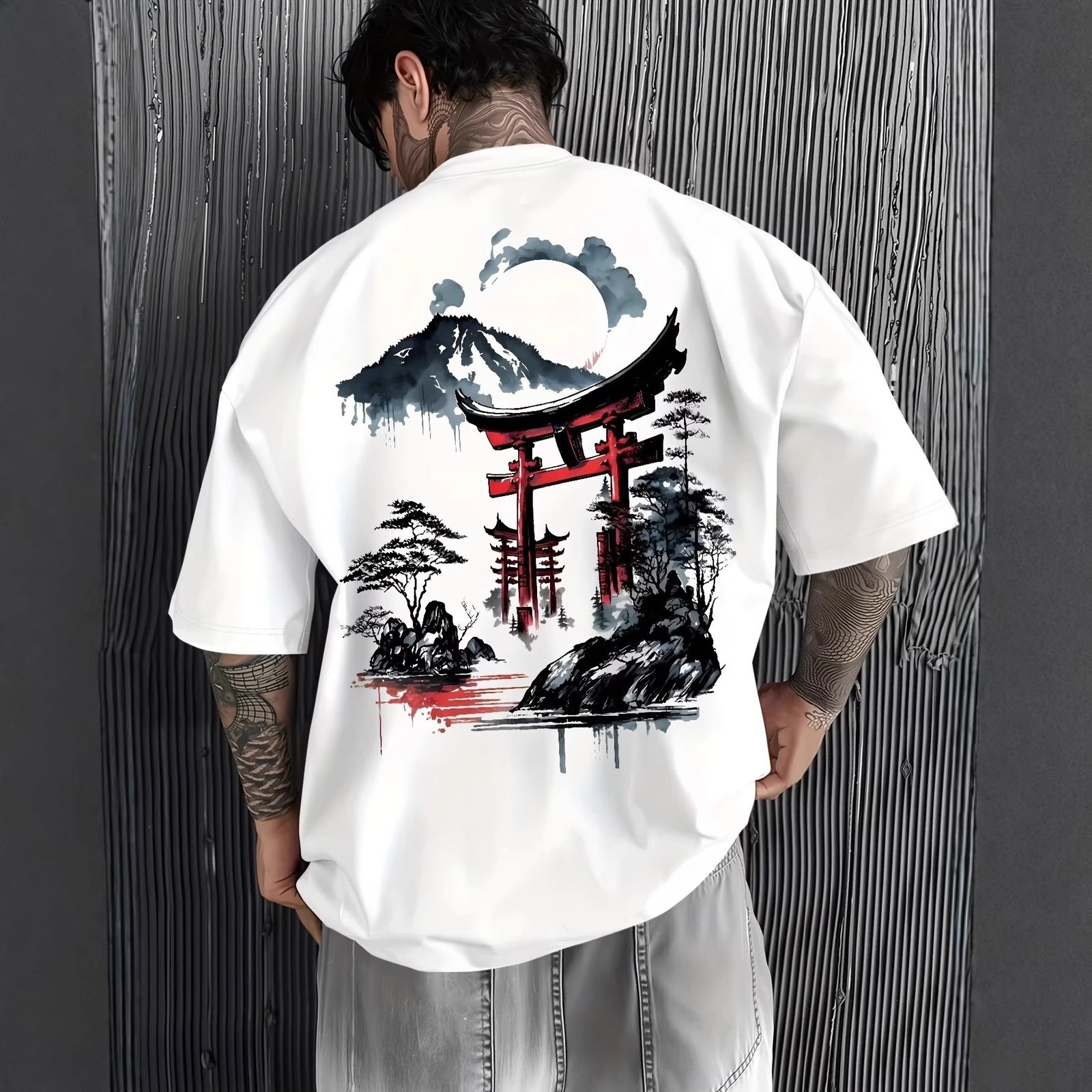 Loose Cotton Ink Print T Shirt
