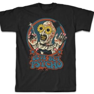 Mens Crew-Neck Short-Sleeve With An American Horror Clown Slogan Print