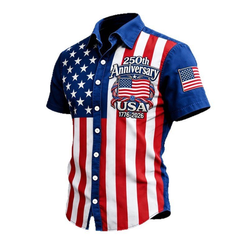 3D Digital Print Casual Men's Loose-fit Short-sleeve