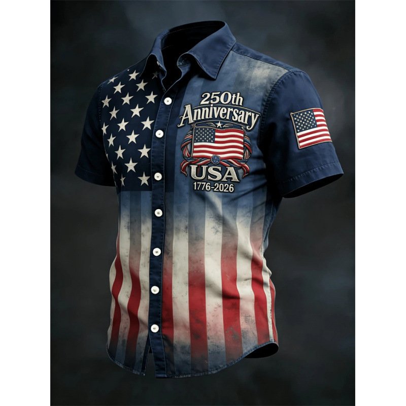 3D Digital Print Casual Men's Loose-fit Short-sleeve