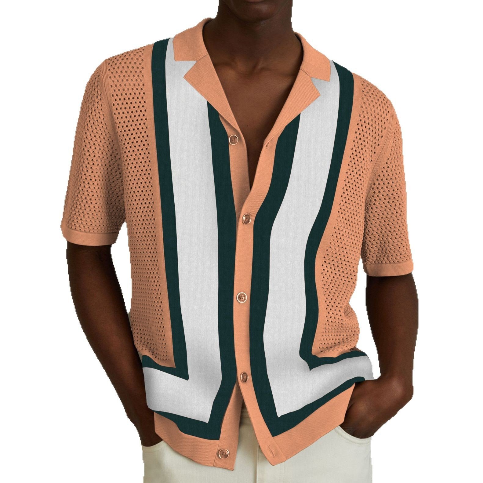 Men's Summer Striped Shirt - Short Sleeved
