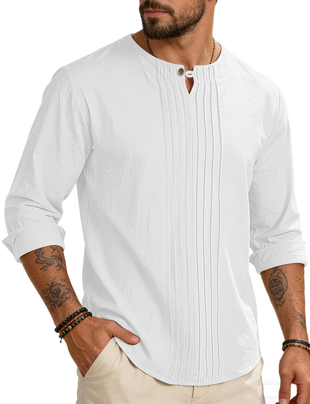 Men's Round-neck, Loose-fit Outerwear Pullover Shirt