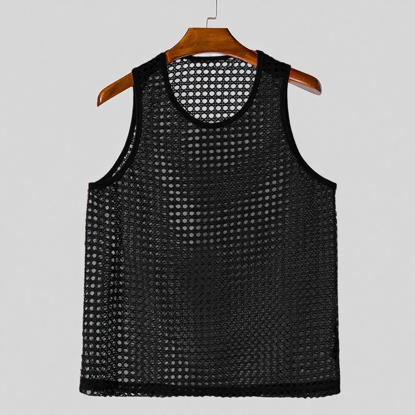 Cross-border Summer European And American Hollow-out Fitness Sleeveless T-shirt Muscle Men's Mesh Perspective Sexy Knitted Vest