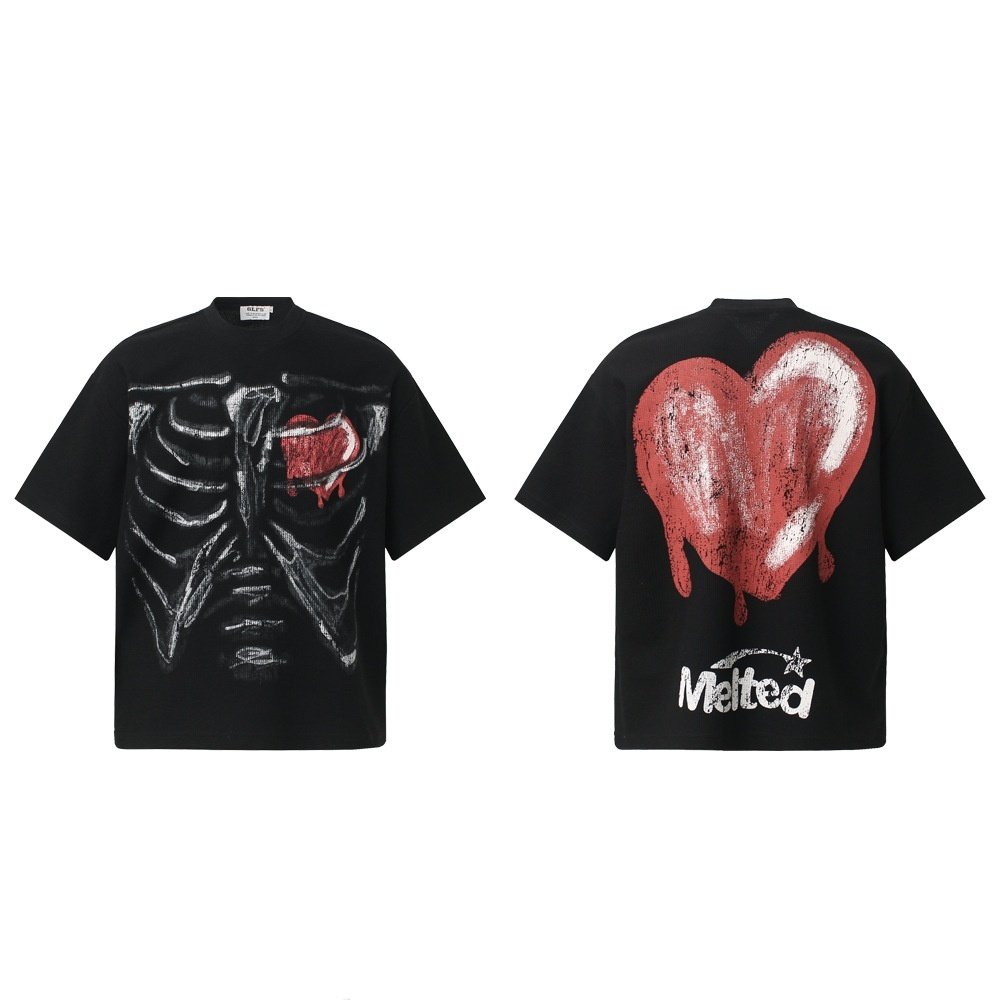 Humanoid Skeleton Melting Into A Heart Men's Short-sleeve Shirt