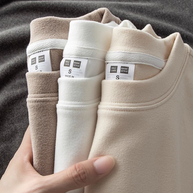 Mens Thermal Base Layer Shirt For Autumn And Winter Fleece-lined Extra-thick And Warm With A High Neck