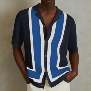 Men's Summer Striped Shirt - Short Sleeved