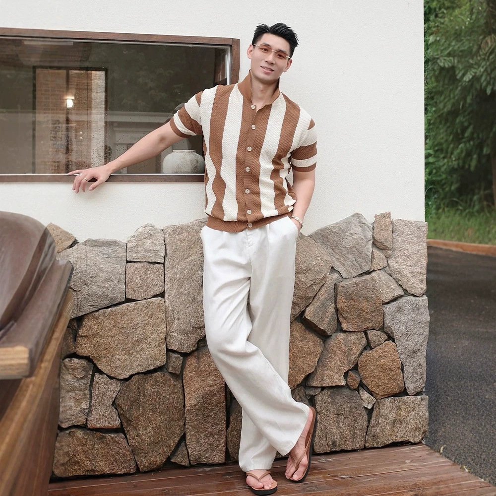 British-style Dashing And Sophisticated Knitted Short-sleeved Top